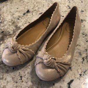 Jack Rogers gold tie flats